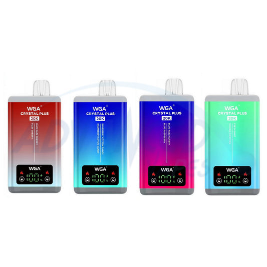 Box Of 10 WGA Crystal Plus 20000 Puffs 2-in-1 Disposable Vape Kit
