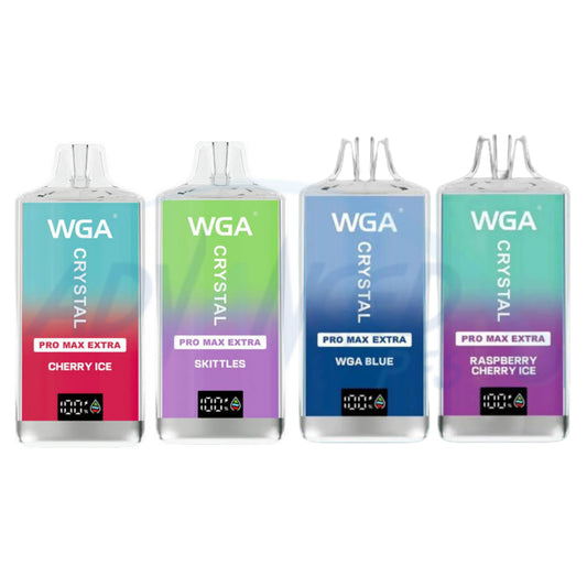 Box Of 10 WGA Crystal Pro Max Extra 15000 Puffs Disposable Vape