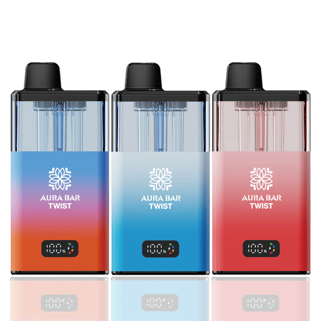 Box Of 10 Aura Bar Twist 40K Puff Reusable Disposable Vape Pod Kit