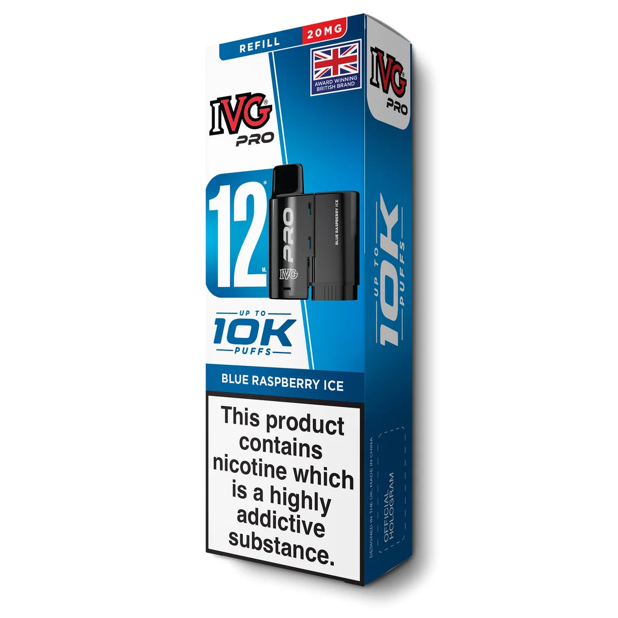 IVG Pro vaping device refill packaging on a white background