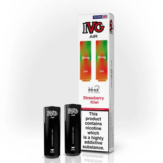 IVG Air Strawberry Kiwi vape pods packaging on a white background